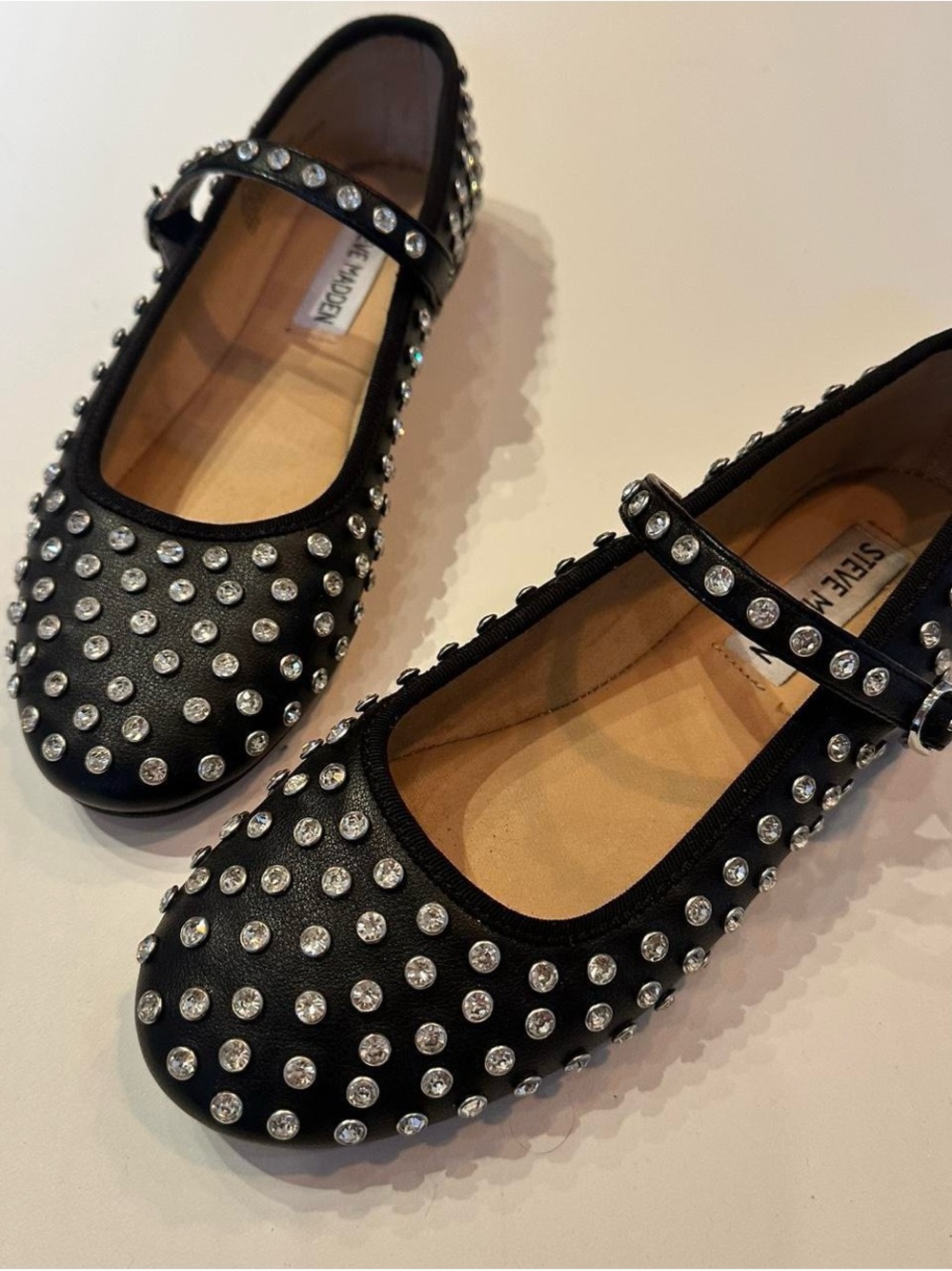 Steve Madden Black Rhinestone Mary Jane Flats